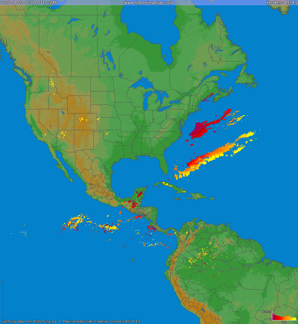 Blixtkarta North America 2021-04-22
