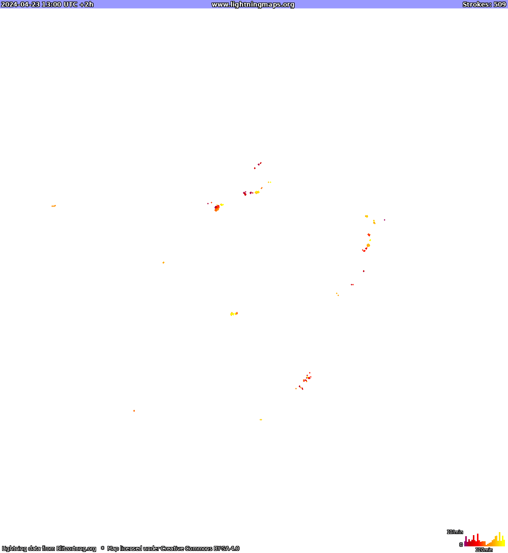 Mappa dei fulmini North America 23.04.2024 (Animazione)