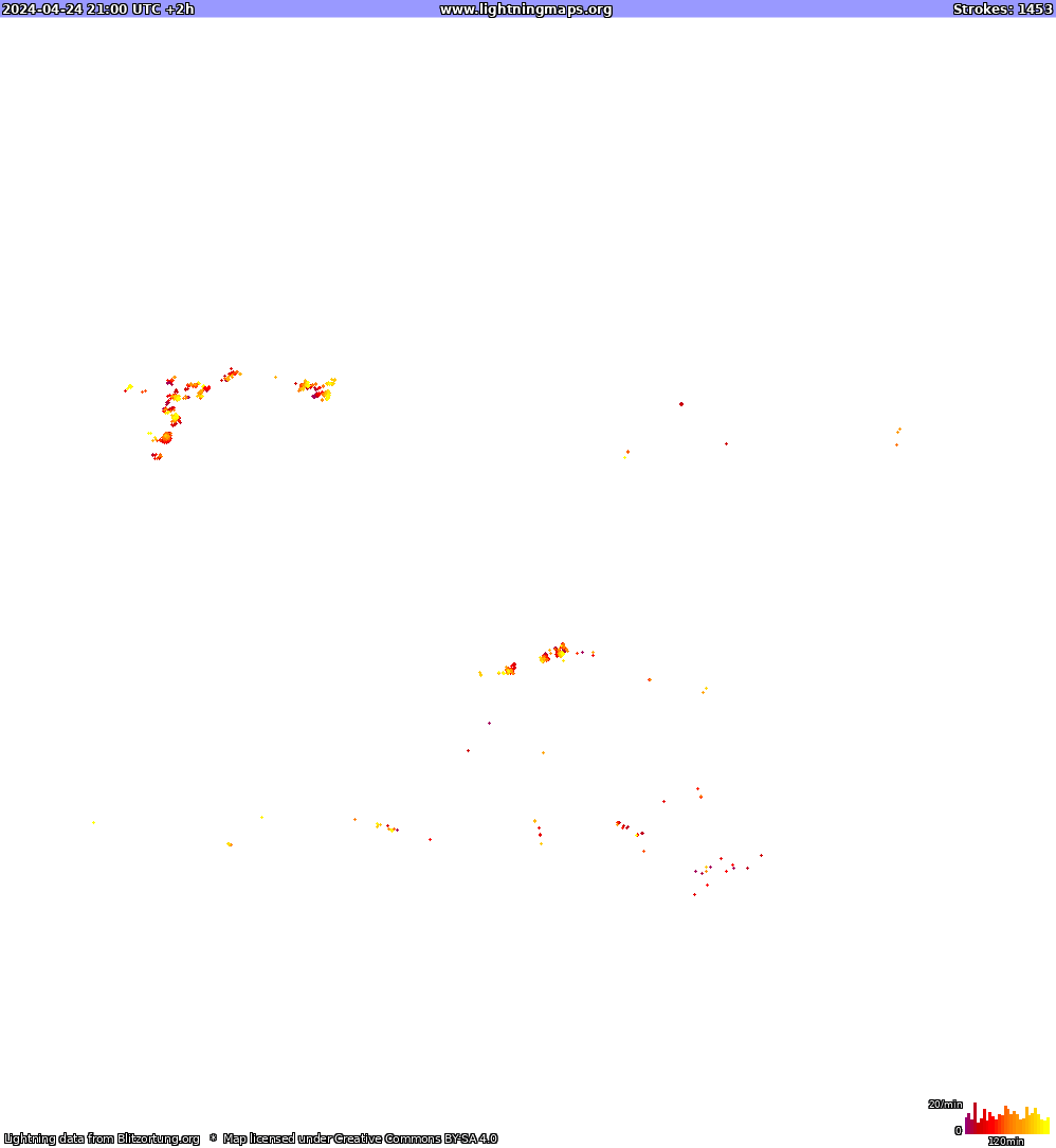 Lightning map North America 2024-04-24 (Animation)