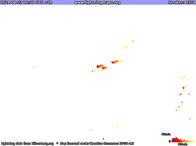 Lightning map USA 2024-04-23 (Animation)