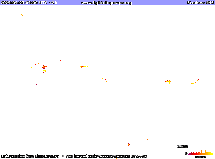 Carte de la foudre USA 25/04/2024 (Animation)