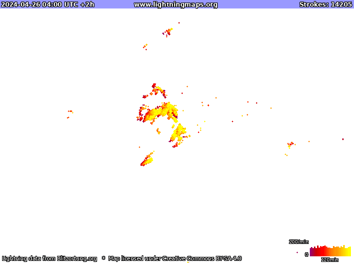 Lightning map USA 2024-04-26 (Animation)