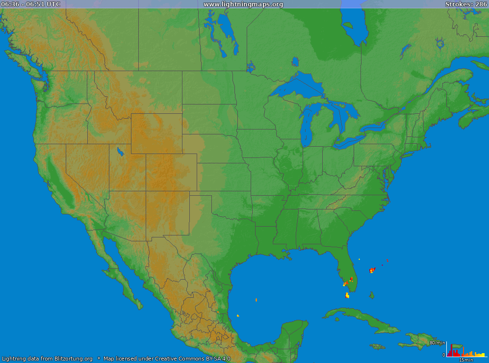 Lightning map USA (Big) 2025-12-07 19:16:50 UTC