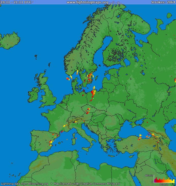 Pomer bleskov (Stanica Matagami QC) Európa 2024 