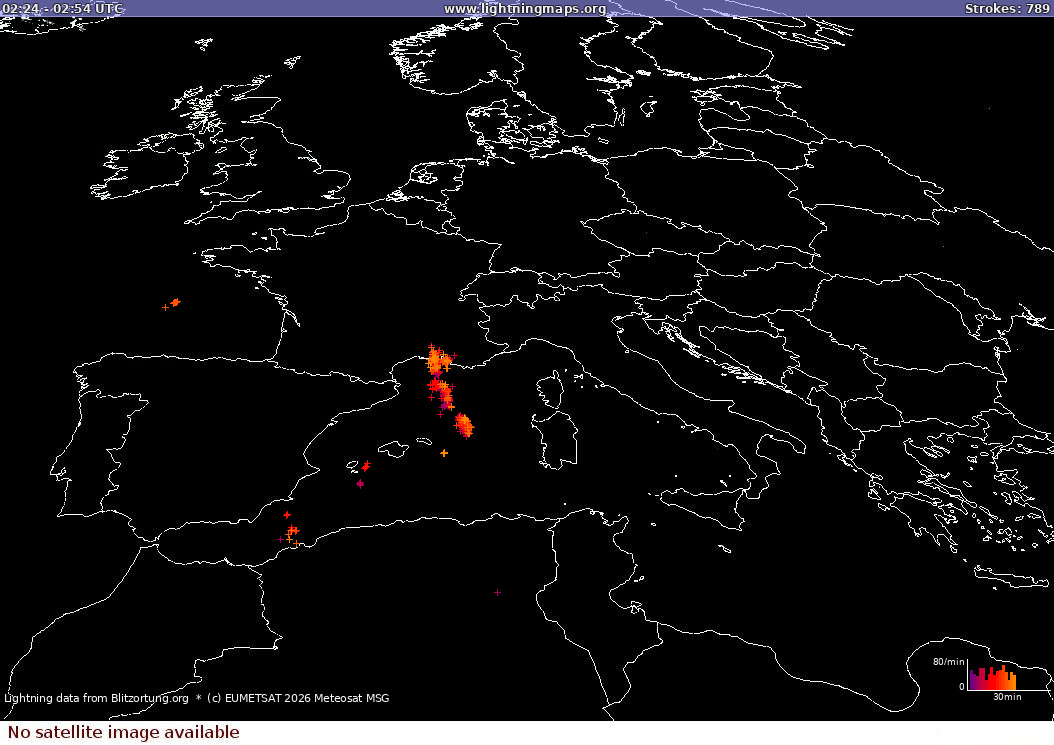 Lightning map Sat: Europe Clouds + Rain 2021-08-06 14:10:09 UTC