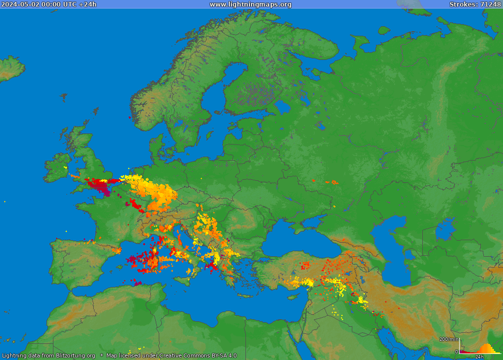 Mappa dei fulmini Europe (Big) 02.05.2024
