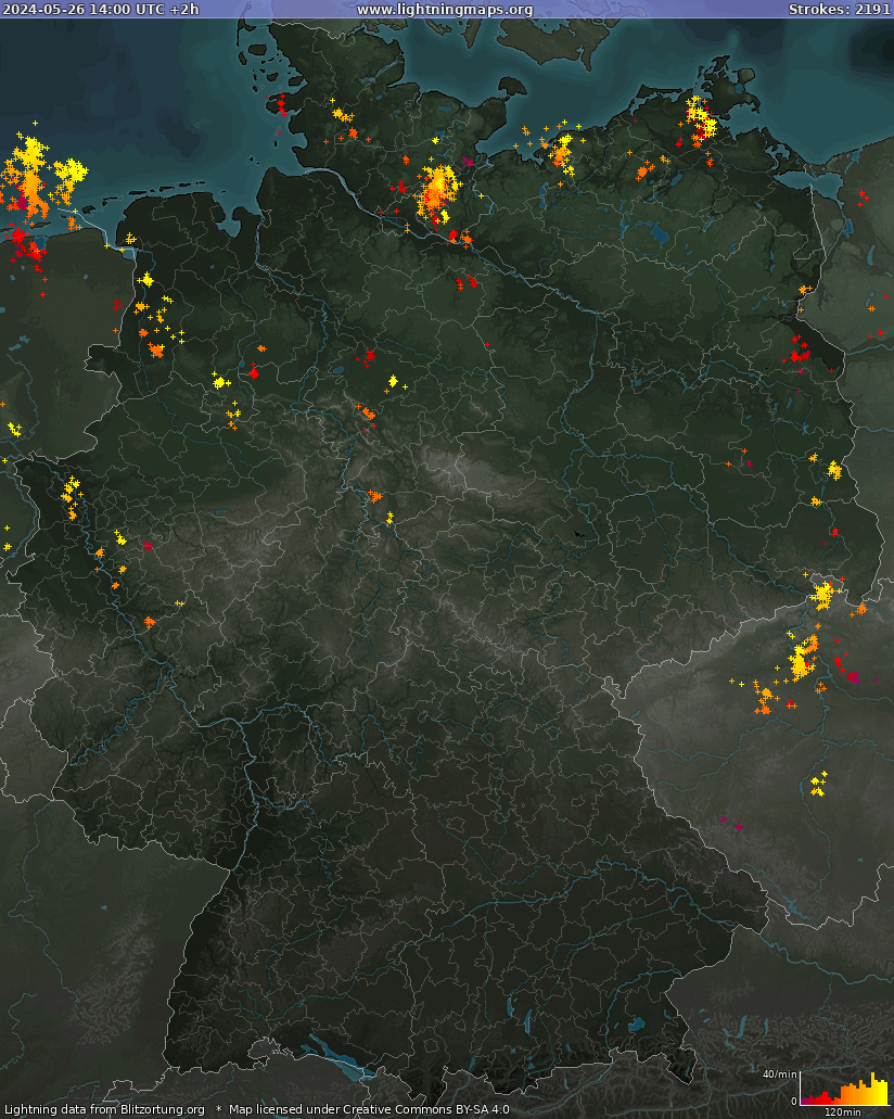 Carte de la foudre Allemagne 26/05/2024 (Animation)