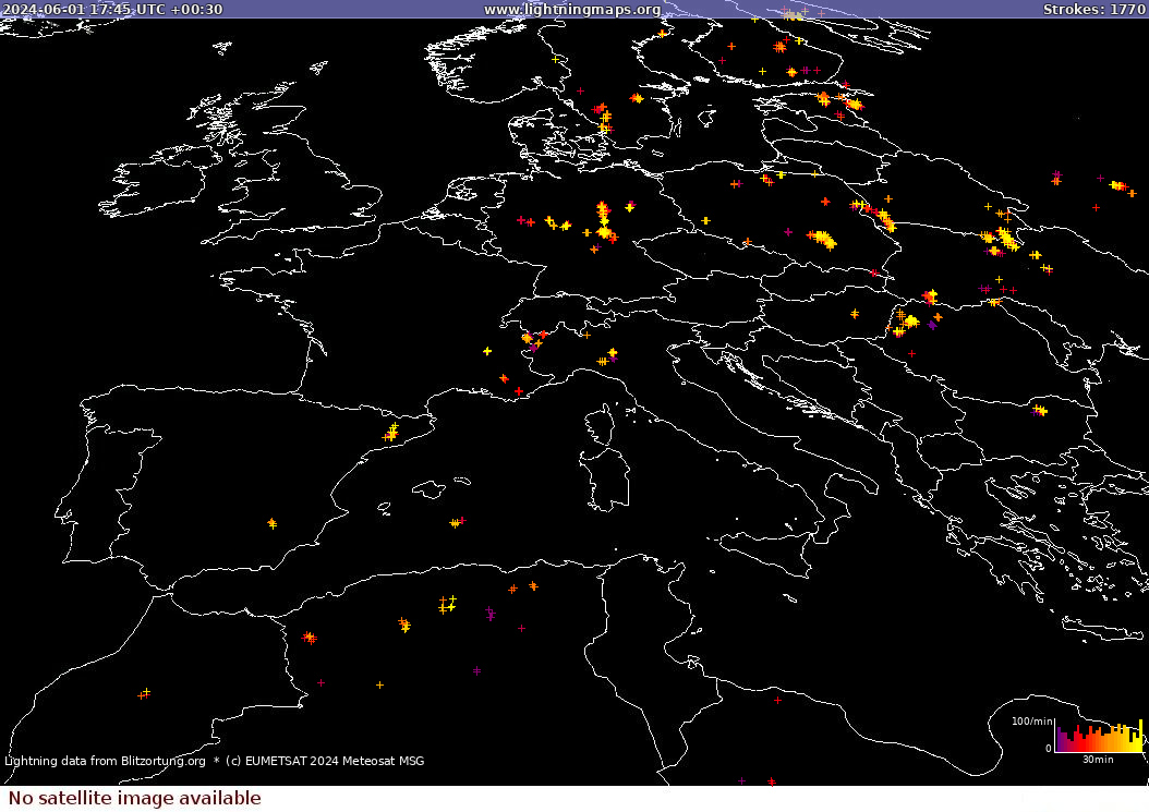 Lynkort Sat: Europe Clouds + Rain 01-06-2024 (Animation)