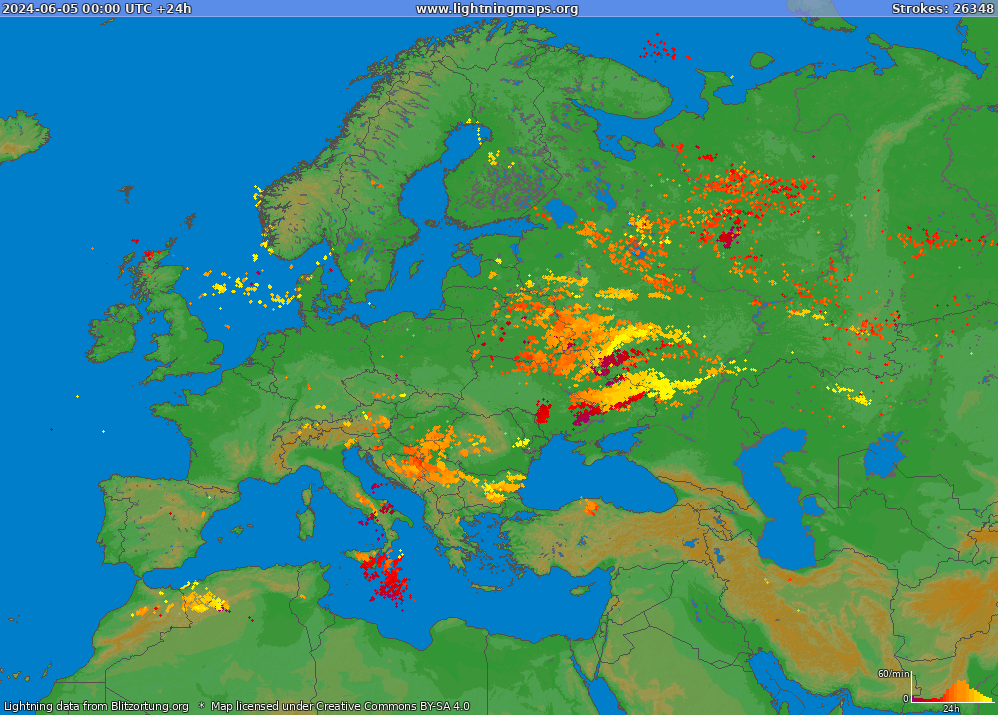 Lightning map Europe (Big) 2024-06-05
