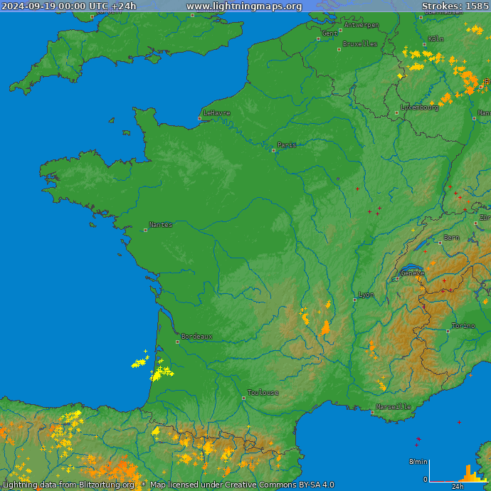 Zibens karte Francija 2024.09.19