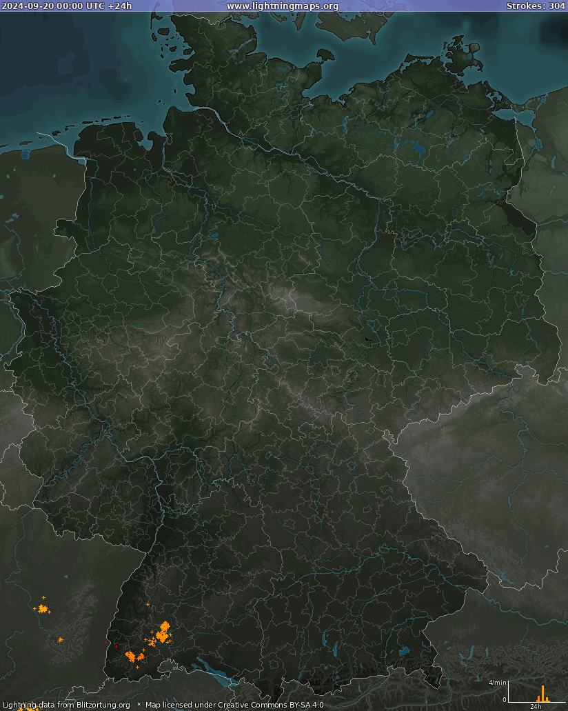 Carte de la foudre Allemagne 20/09/2024