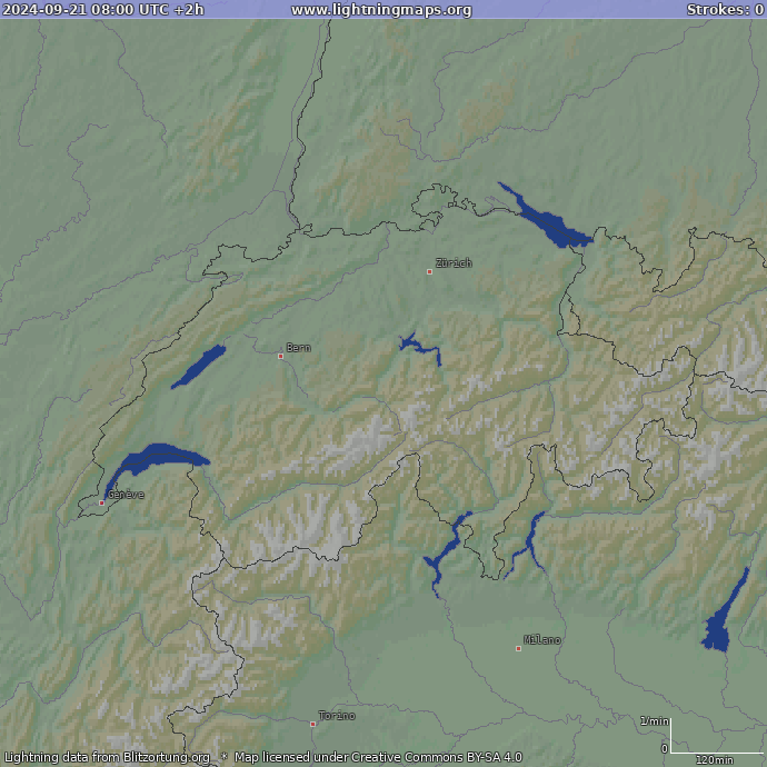 Lightning map Switzerland 2024-09-21 (Animation)