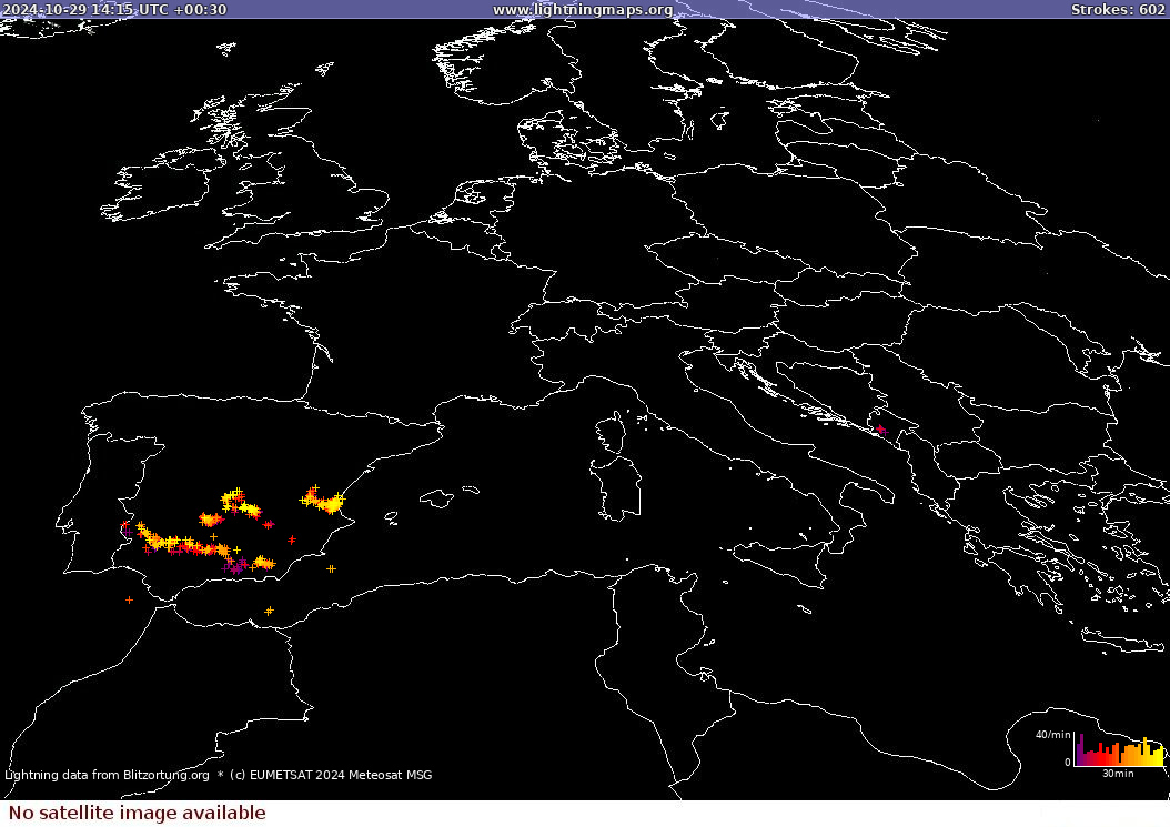 Карта блискавок Sat: Europe Clouds + Rain 29.10.2024 (Анімація)