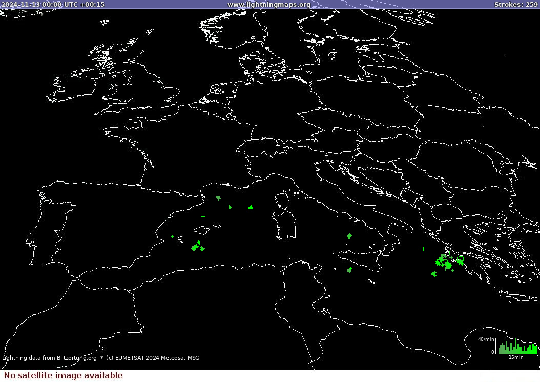 Lightning map Sat: Europe Fire 2024-11-13