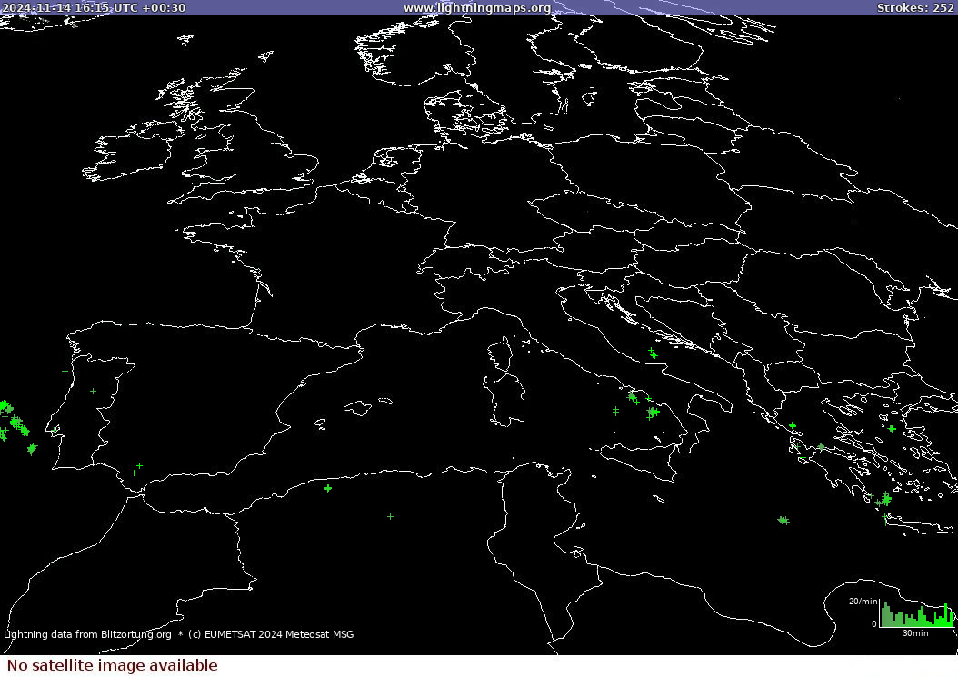 Lightning map Sat: Europe Fire 2024-11-14 (Animation)