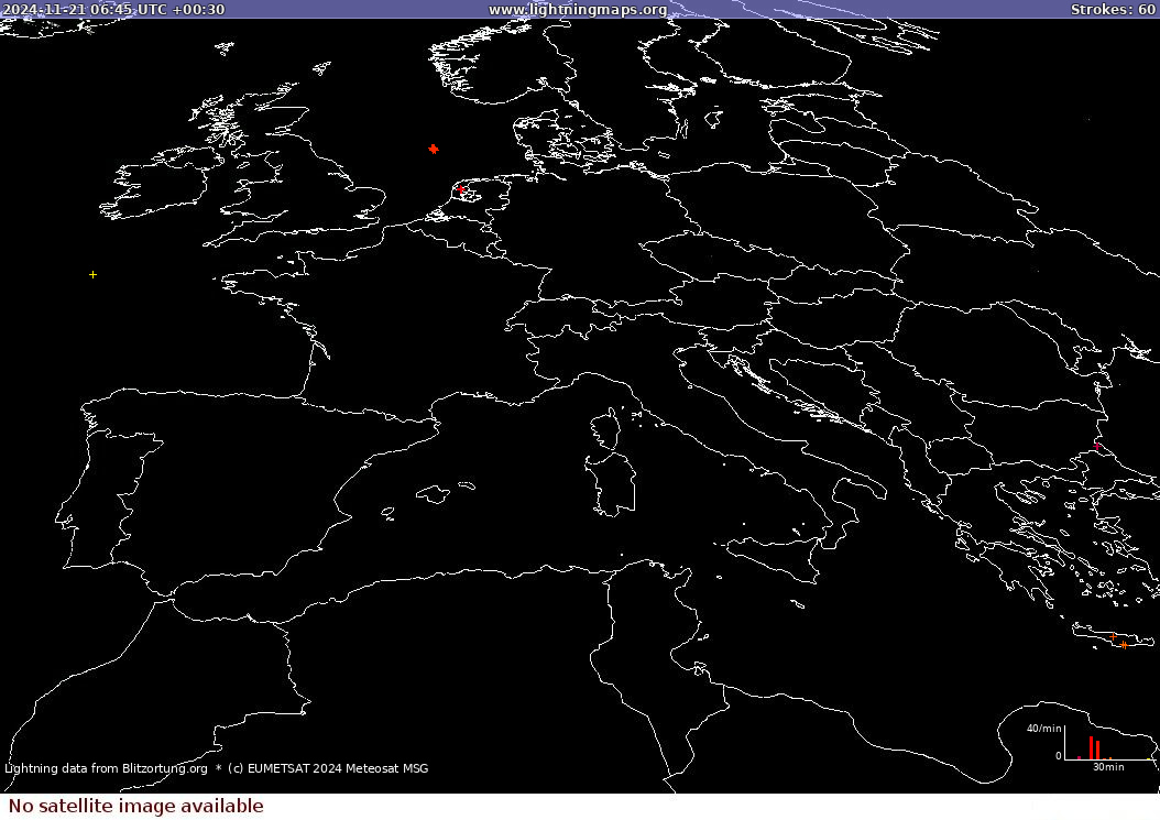 Lightning map Sat: Europe Clouds + Rain 2024-11-21 (Animation)