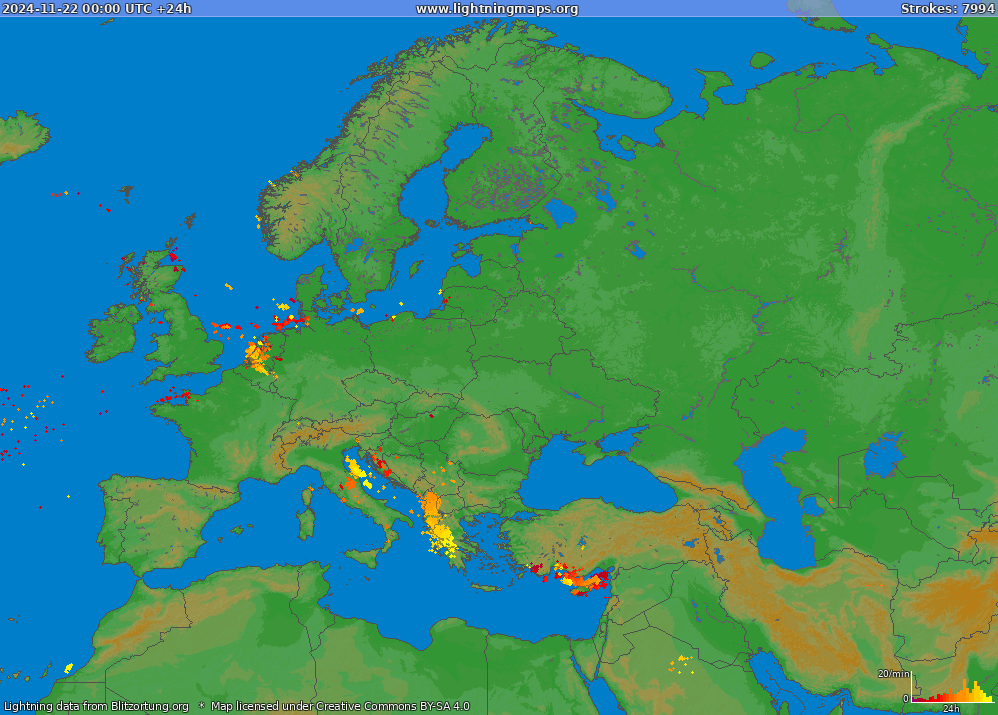 Zibens karte Europe (Big) 2024.11.22