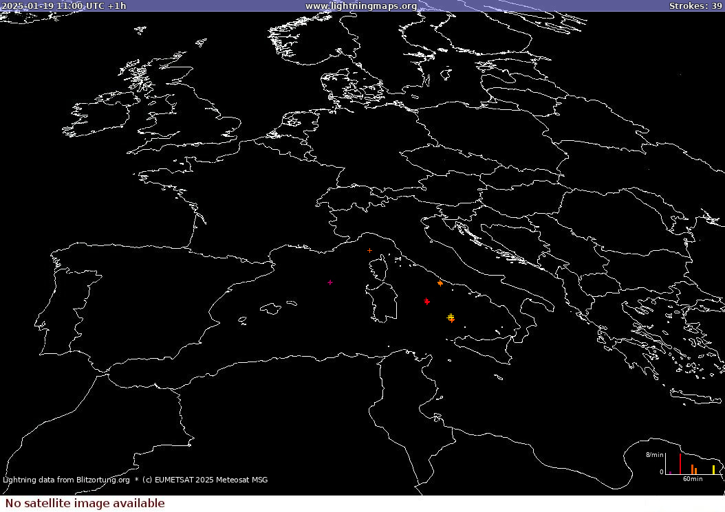 Lightning map Sat: Europe Visible 2025-01-19 (Animation)