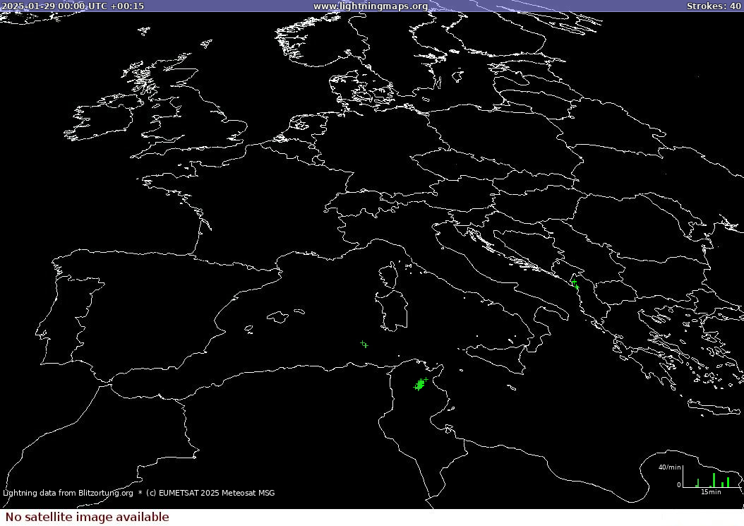 Lightning map Sat: Europe Fire 2025-01-29