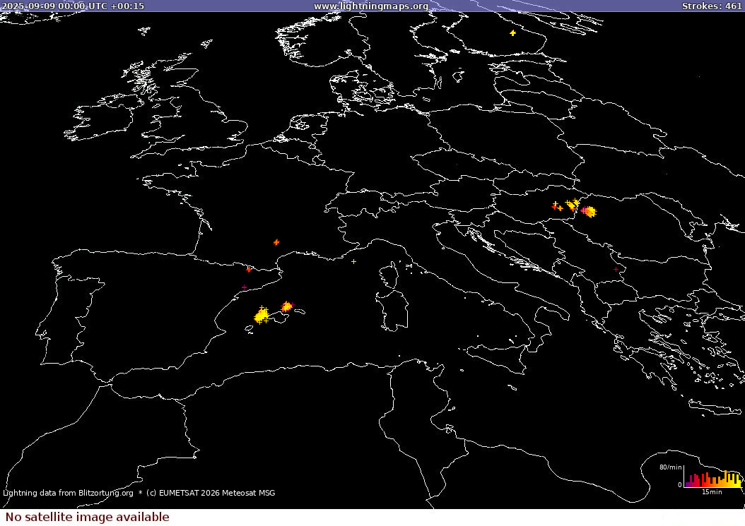 Lightning map Sat: Europe Clouds + Rain 2025-09-09