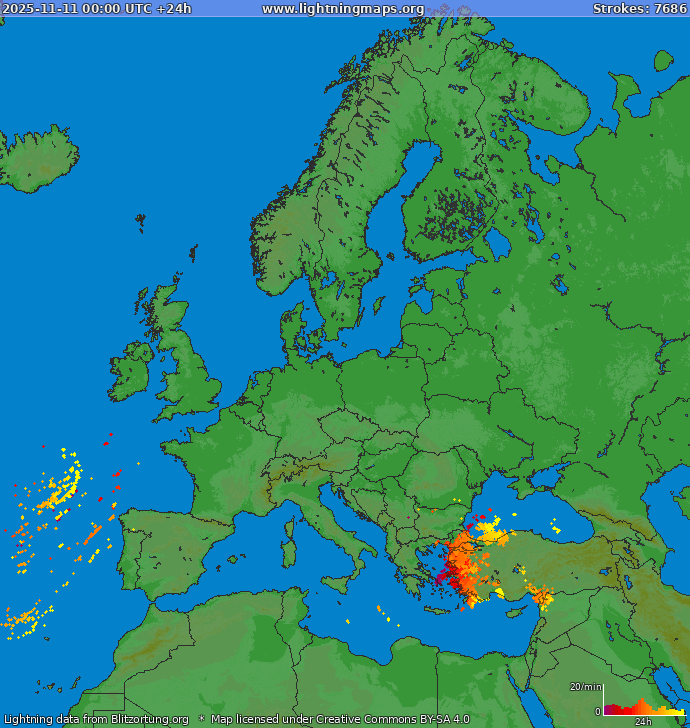 Carte de la foudre Europe 11/11/2025