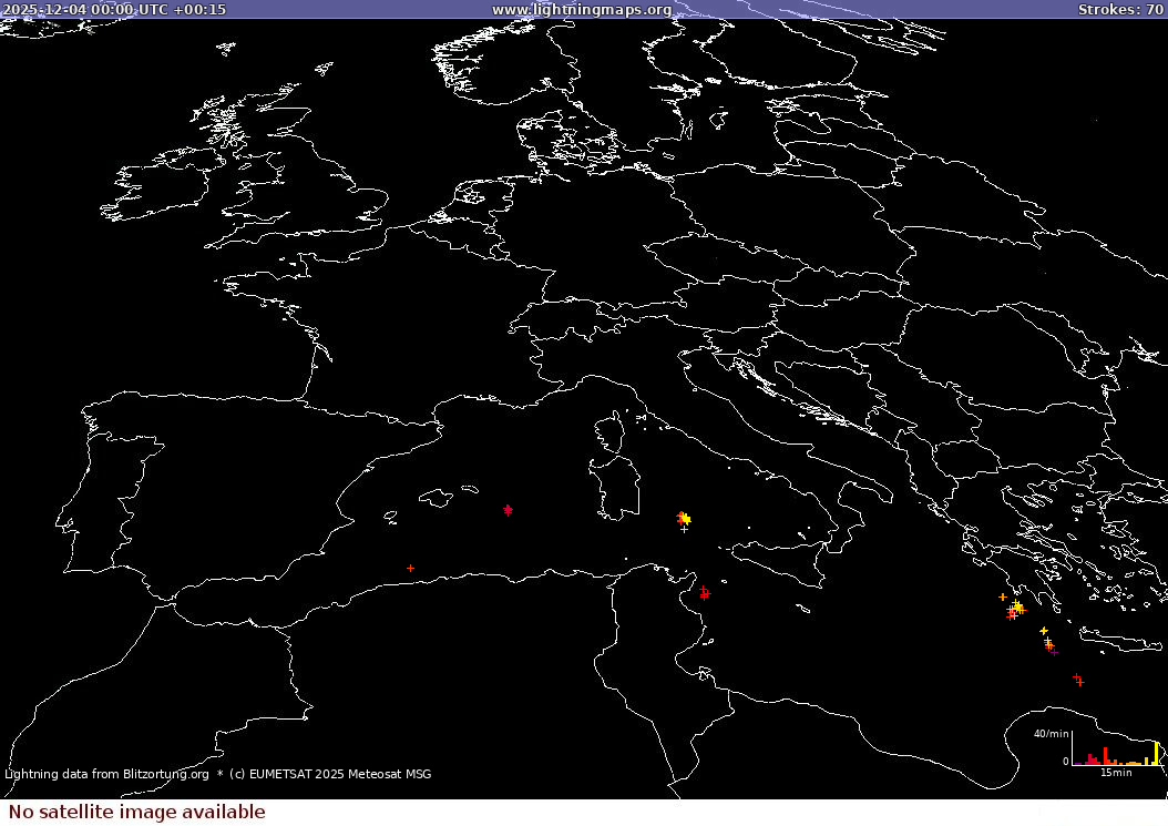 Lightning map Sat: Europe Clouds + Rain 2025-12-04