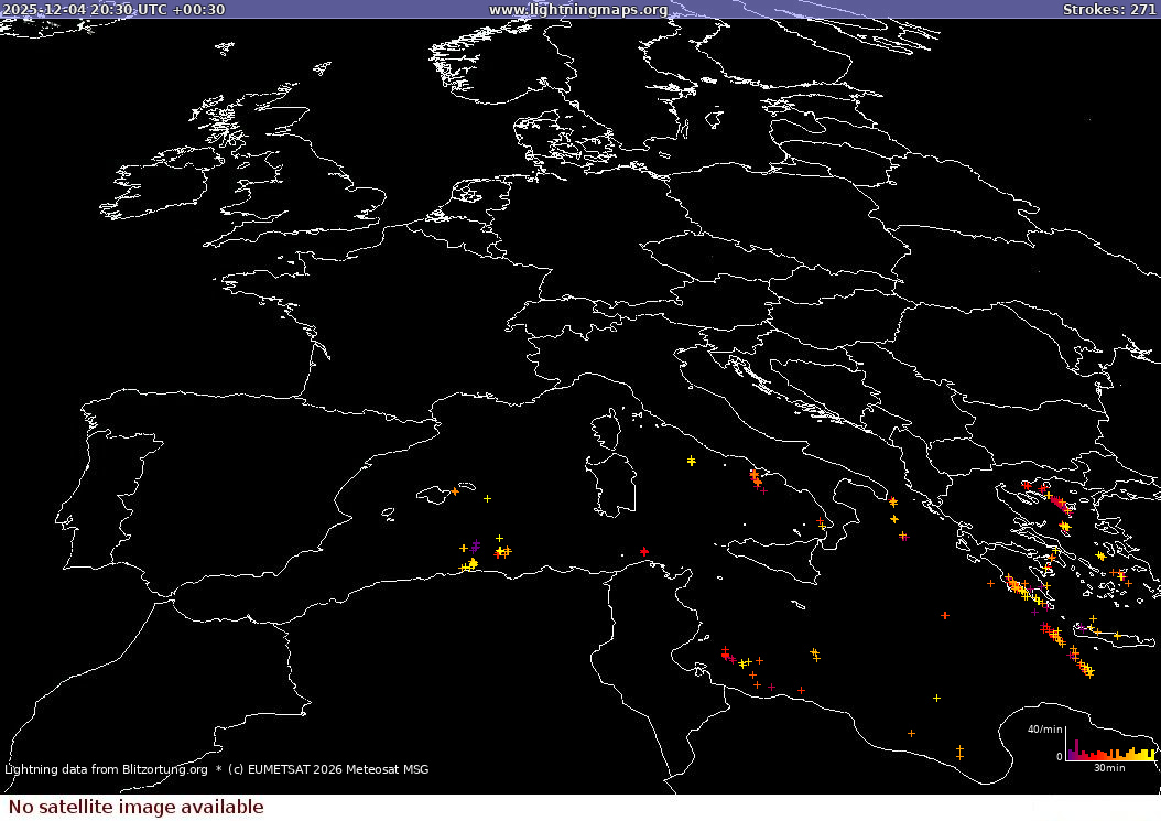 Lightning map Sat: Europe Clouds + Rain 2025-12-05 (Animation)