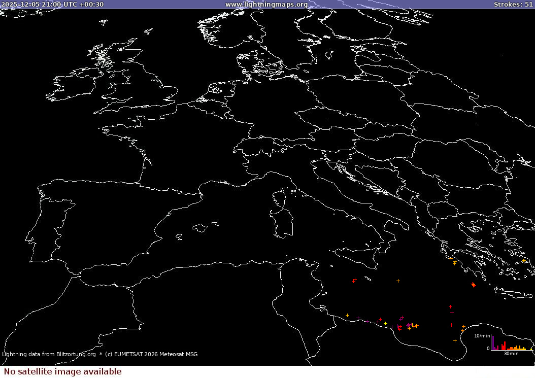 Zibens karte Sat: Europe Clouds + Rain 2025.12.06 (Animācija)