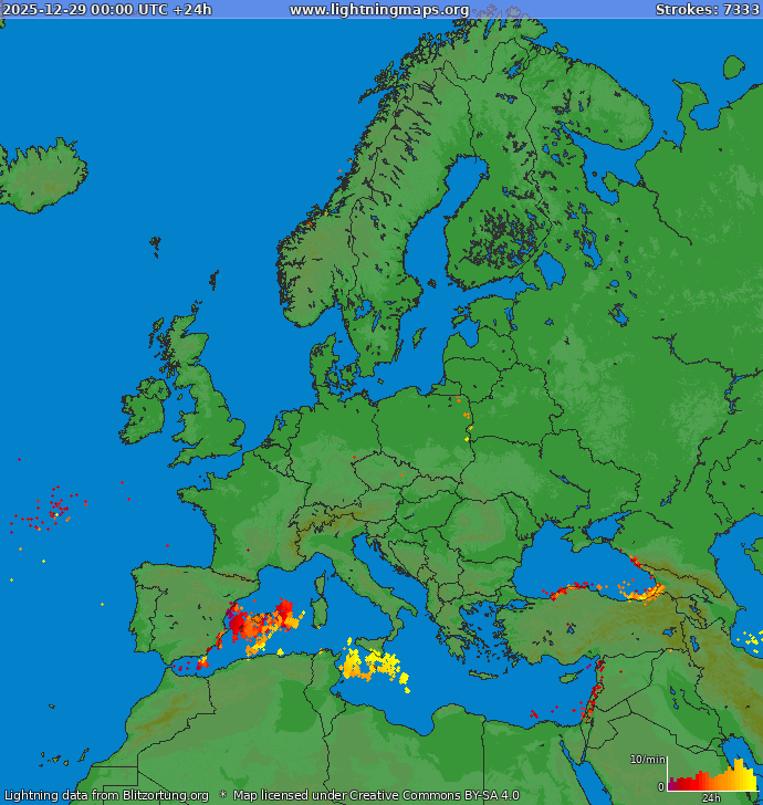 Zibens karte Europa 2025.12.29