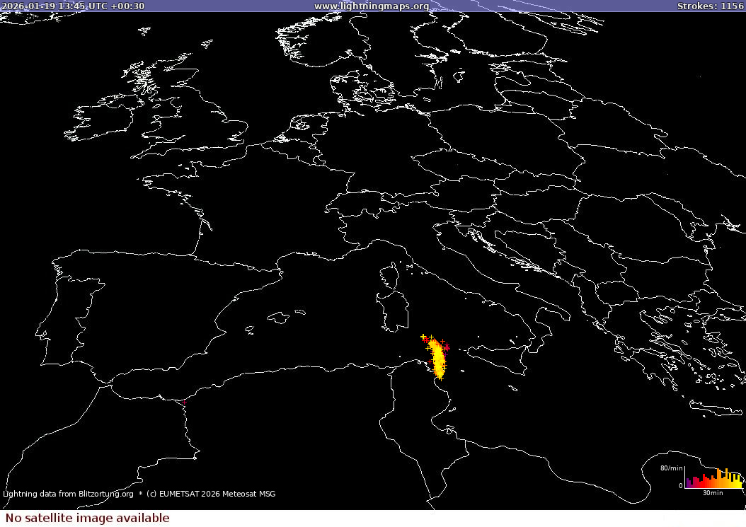 Salamakartta Sat: Europe Clouds + Rain 2026-01-19 (Animaatio)