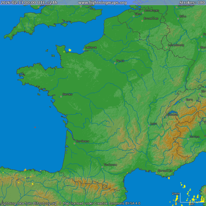 Carte de la foudre France 13/02/2026