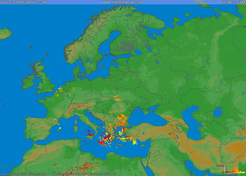 Lightning map Europe (Big) 2026-03-28