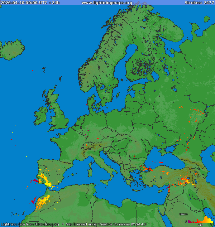 Carte de la foudre Europe 10/04/2026
