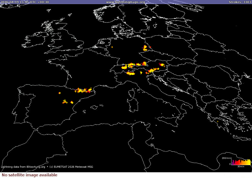 Lynkort Sat: Europe Clouds + Rain 19-04-2026 (Animation)