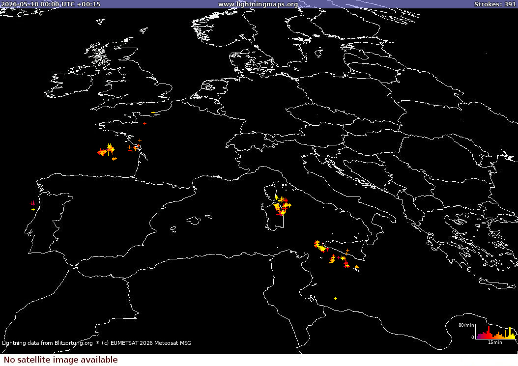Lynkort Sat: Europe Clouds + Rain 10-05-2026