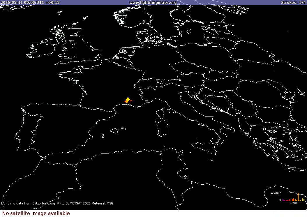 Lightning map Sat: Europe Clouds + Rain 2026-05-11