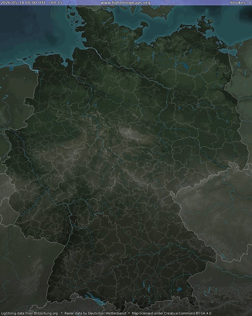 Lightning map Germany Radar 2026-05-14