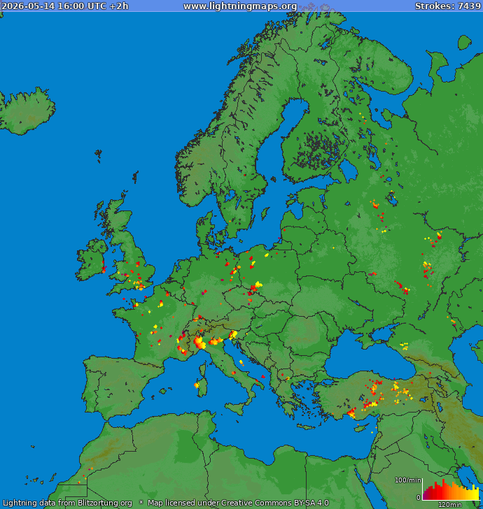 Zibens karte Europa 2026.05.14 (Animācija)