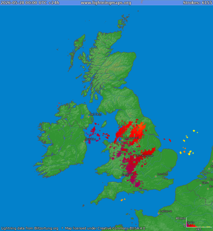 Lightning map United Kingdom 2026-05-28