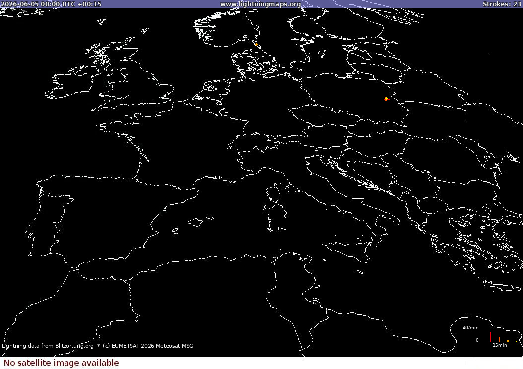 Carte de la foudre Sat: Europe Clouds + Rain 05/06/2026
