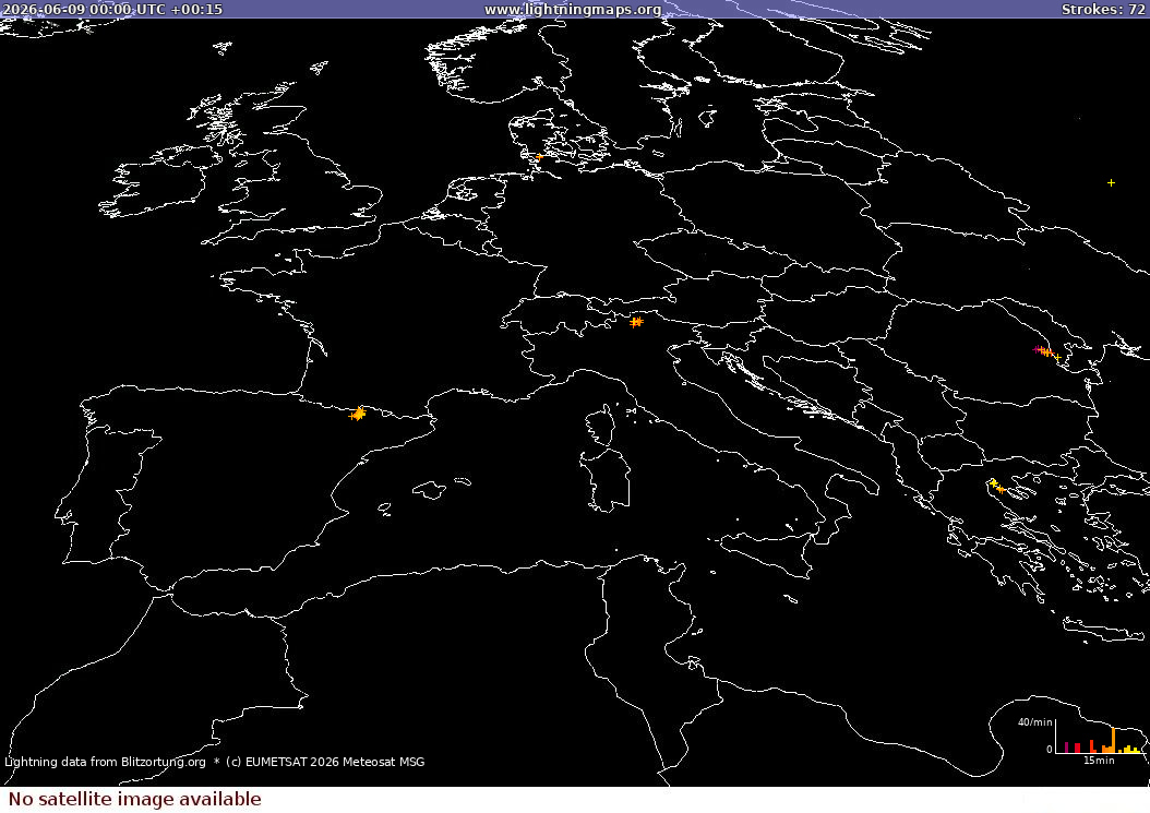 Blixtkarta Sat: Europe Clouds + Rain 2026-06-09