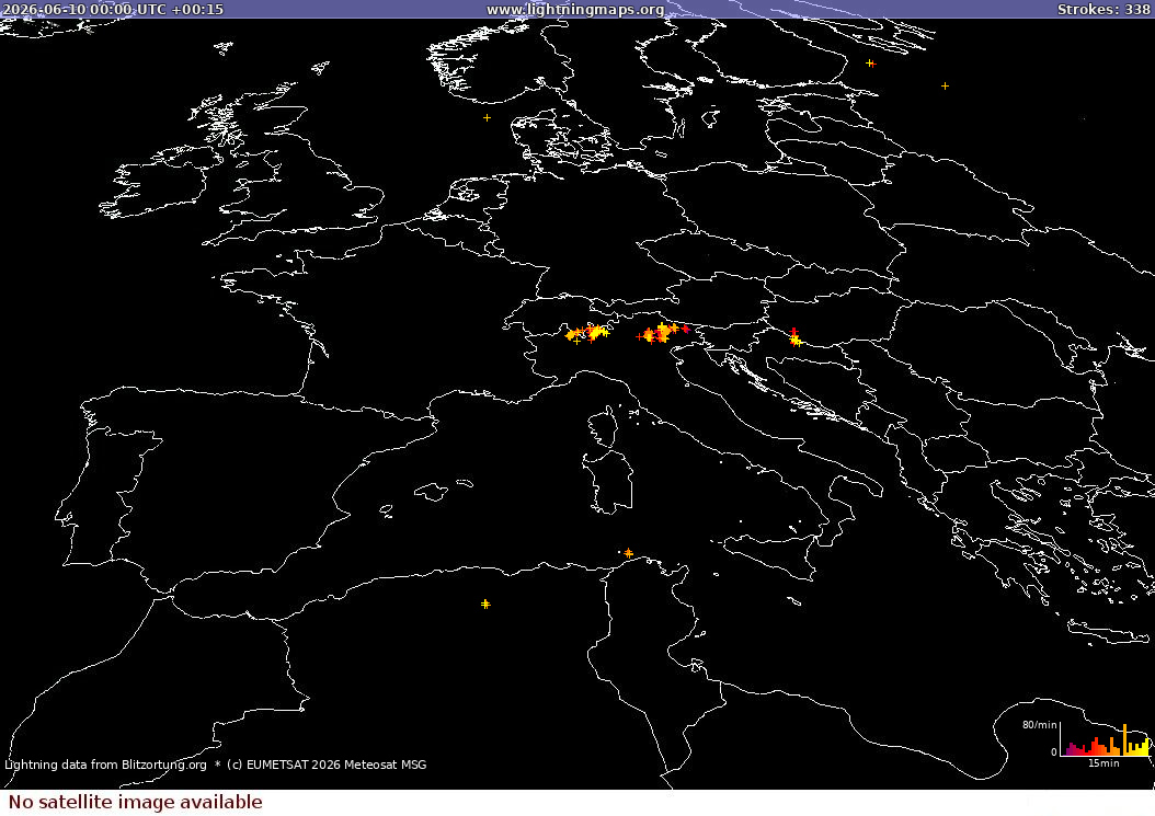 Mapa wyładowań Sat: Europe Clouds + Rain 2026-06-10