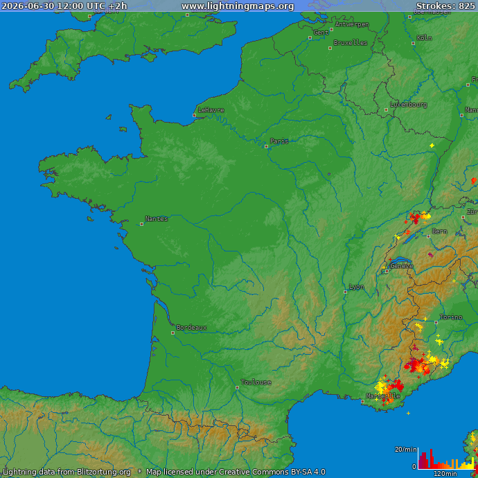 Lightning map France 2026-06-30 (Animation)