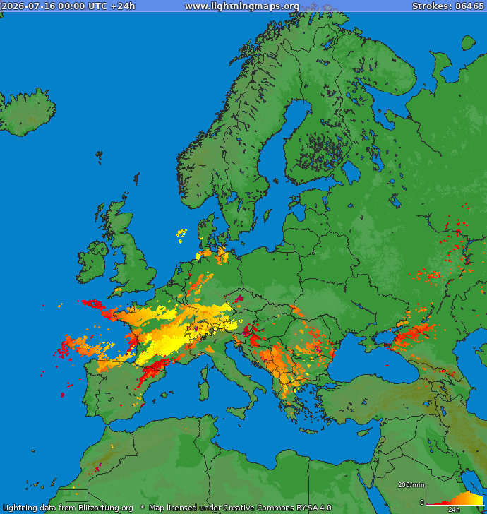 Blitzkarte Europa 16.07.2026