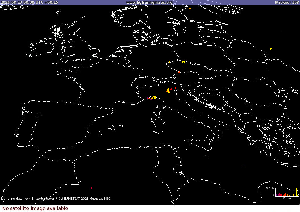 Salamakartta Sat: Europe Clouds + Rain 2026-08-17