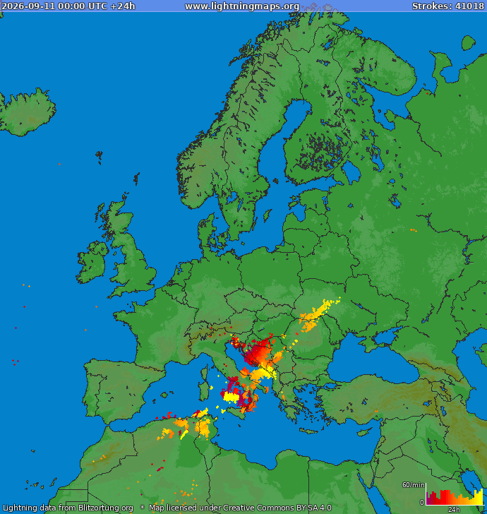 Lightning map Europe 2026-09-11