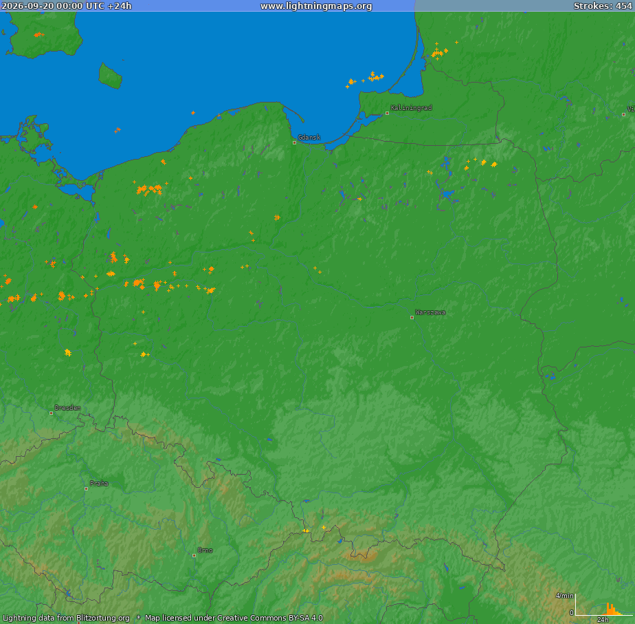 Bliksem kaart Poland (Big) 20.09.2026