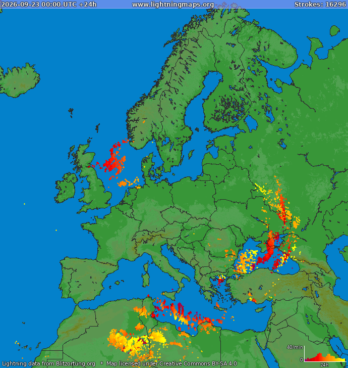 Lightning map Europe 2026-09-23