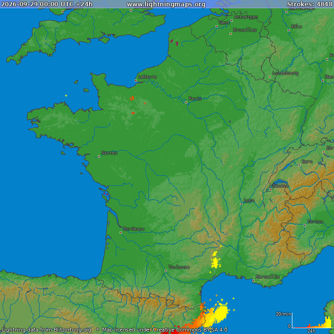 Lightning map France 2026-09-29