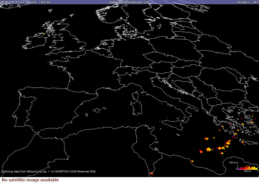 Mapa blesků Sat: Europe Clouds + Rain 13.10.2026 (Animace)